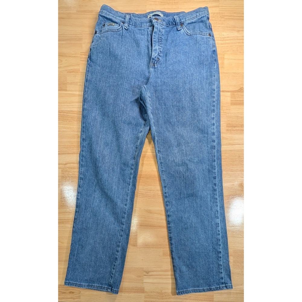 Lee Relaxed Straight Leg Jeans Womens 12 Long Blue High Rise Medium Wash Denim